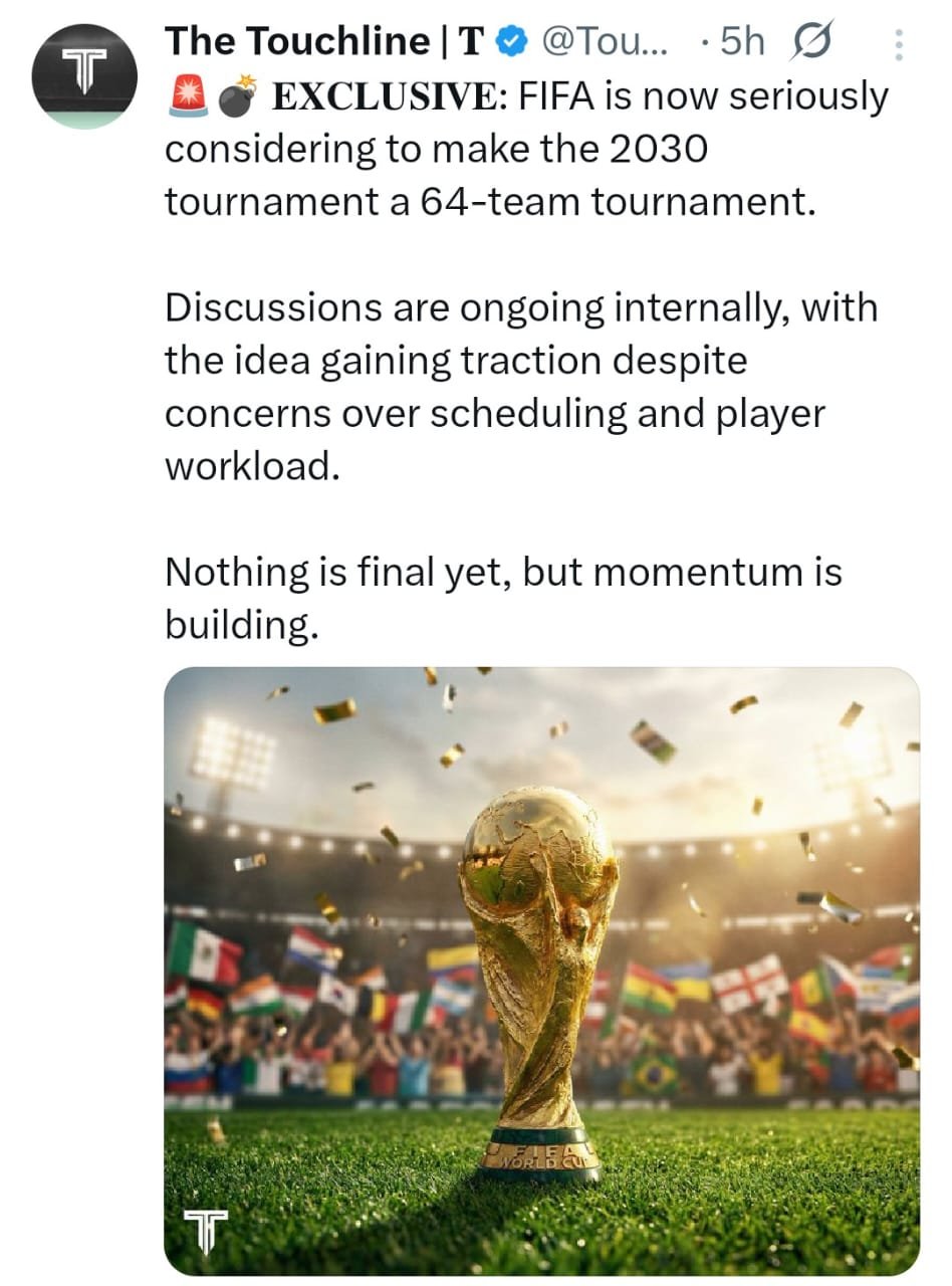 مقترح صادم في الفيفا ، 64 منتخب في كأس العالم 2030