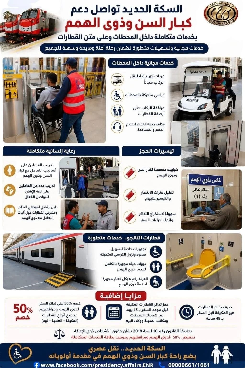خدمات تقدمها الهيئة القومية لسكك حديد مصر لكبار السن وذوى الهمم